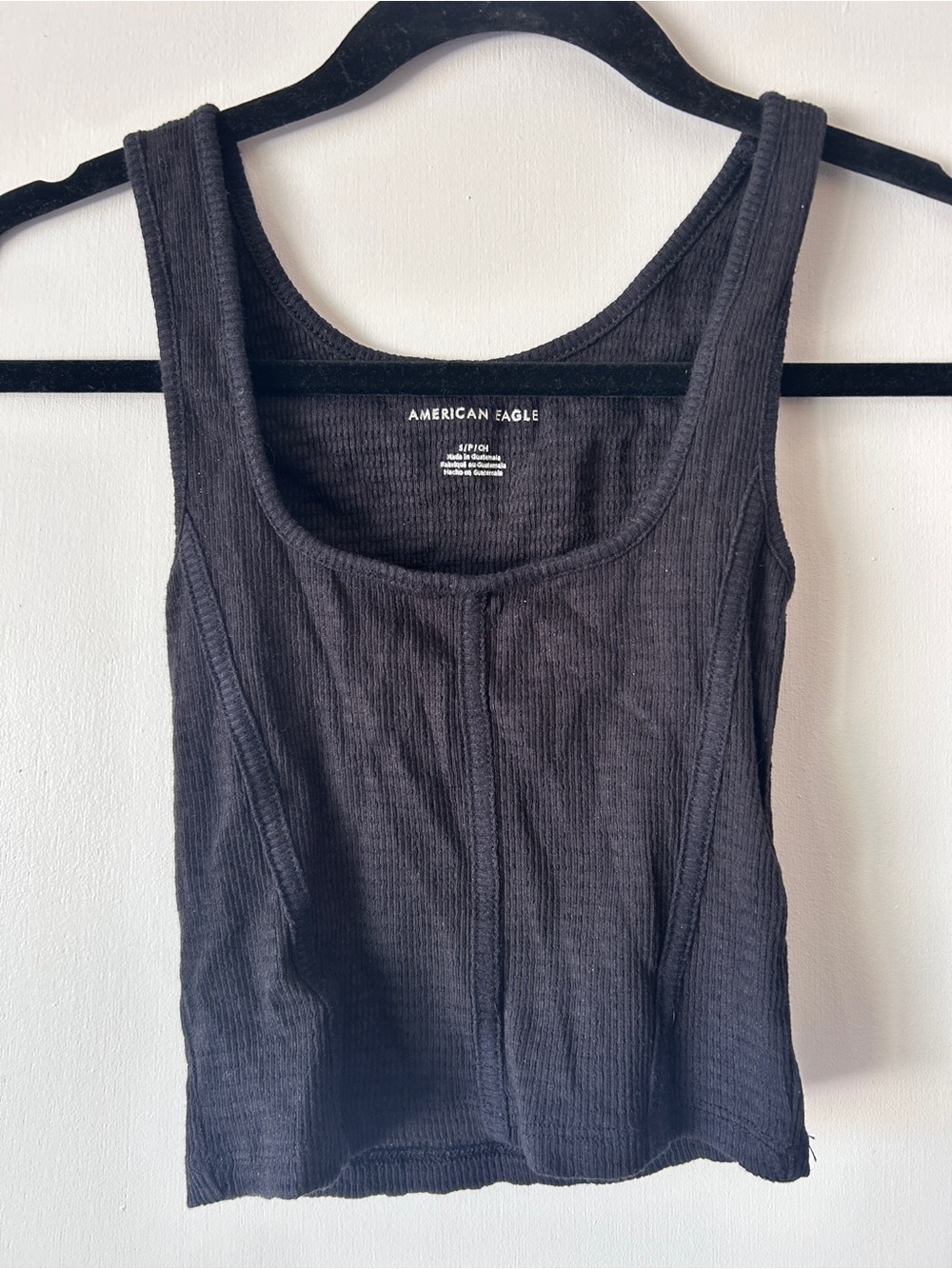 American Eagle Outfitters Black Ribbed Scoop Tank